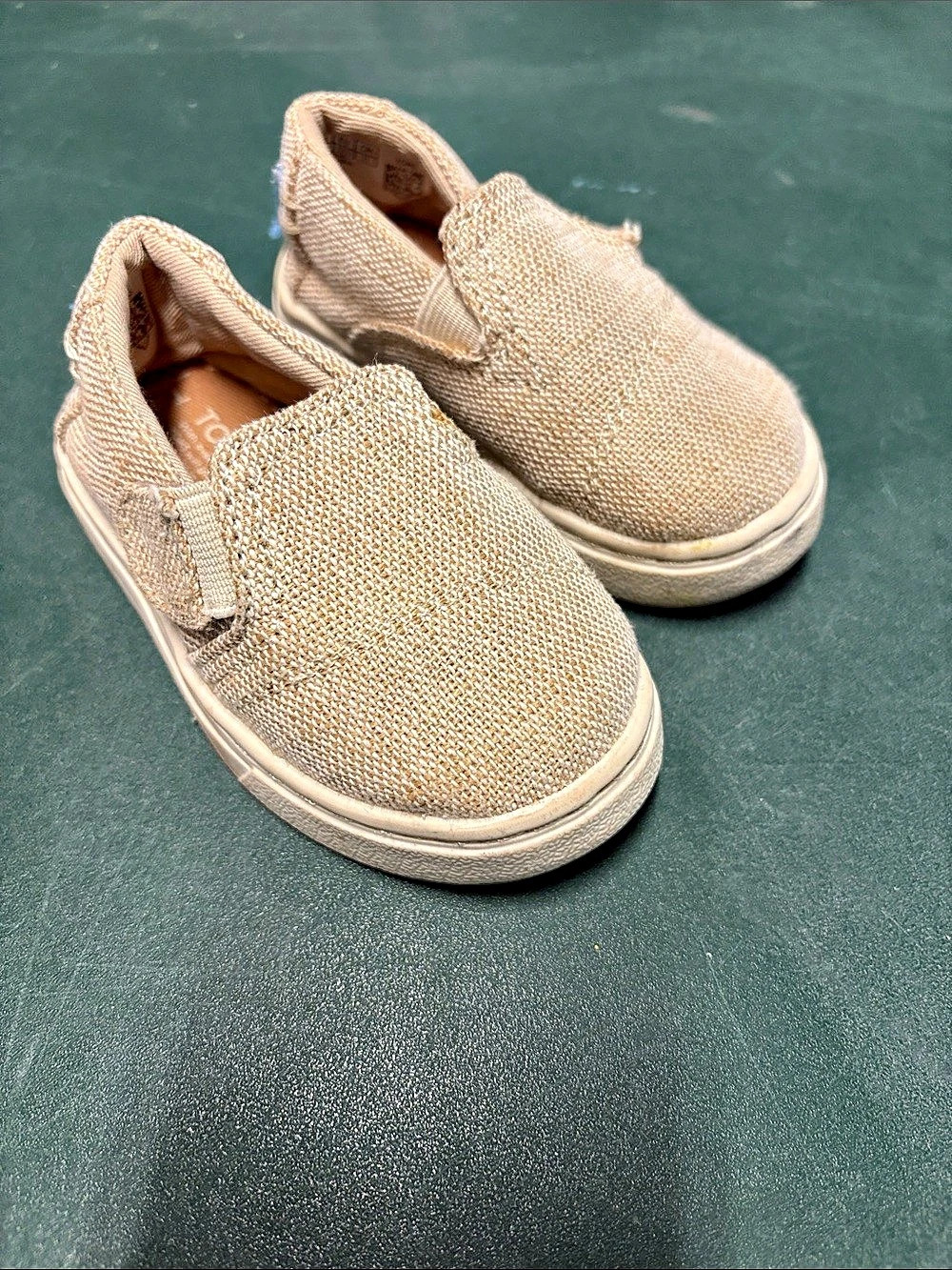 TOMS Tiny TOMS Classic Burlap Slip-On Sneakers in Beige